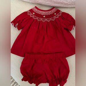 Southern Sunshine - Baby Red smocked Embroidered matching set